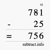 Calculate 781 minus 25 using long subtraction
