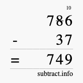 Calculate 786 minus 37 using long subtraction