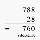 Calculate 788 minus 28 using long subtraction