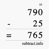 Calculate 790 minus 25 using long subtraction