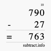 Calculate 790 minus 27 using long subtraction