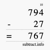 Calculate 794 minus 27 using long subtraction