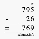 Calculate 795 minus 26 using long subtraction