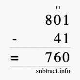 Calculate 801 minus 41 using long subtraction
