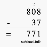 Calculate 808 minus 37 using long subtraction