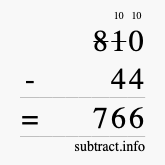 Calculate 810 minus 44 using long subtraction
