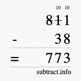 Calculate 811 minus 38 using long subtraction