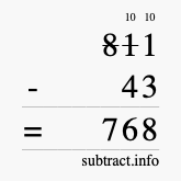 Calculate 811 minus 43 using long subtraction