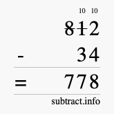 Calculate 812 minus 34 using long subtraction