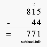 Calculate 815 minus 44 using long subtraction