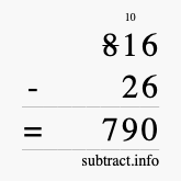 Calculate 816 minus 26 using long subtraction