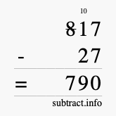 Calculate 817 minus 27 using long subtraction