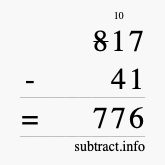 Calculate 817 minus 41 using long subtraction