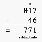 Calculate 817 minus 46 using long subtraction