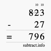 Calculate 823 minus 27 using long subtraction