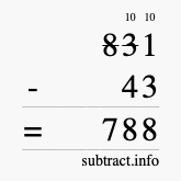 Calculate 831 minus 43 using long subtraction
