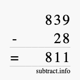 Calculate 839 minus 28 using long subtraction