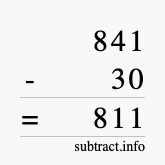 Calculate 841 minus 30 using long subtraction