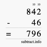 Calculate 842 minus 46 using long subtraction