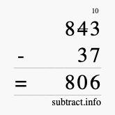 Calculate 843 minus 37 using long subtraction