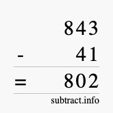 Calculate 843 minus 41 using long subtraction