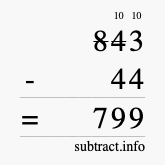 Calculate 843 minus 44 using long subtraction
