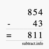 Calculate 854 minus 43 using long subtraction