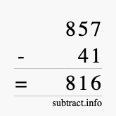 Calculate 857 minus 41 using long subtraction