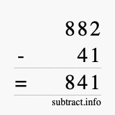 Calculate 882 minus 41 using long subtraction