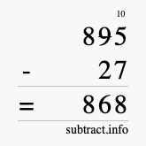 Calculate 895 minus 27 using long subtraction