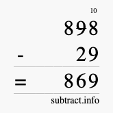Calculate 898 minus 29 using long subtraction