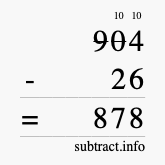 Calculate 904 minus 26 using long subtraction