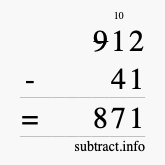 Calculate 912 minus 41 using long subtraction