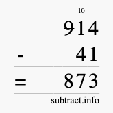 Calculate 914 minus 41 using long subtraction