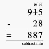 Calculate 915 minus 28 using long subtraction