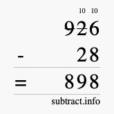 Calculate 926 minus 28 using long subtraction