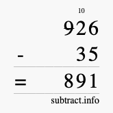 Calculate 926 minus 35 using long subtraction