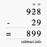 Calculate 928 minus 29 using long subtraction