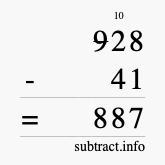Calculate 928 minus 41 using long subtraction