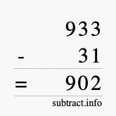 Calculate 933 minus 31 using long subtraction