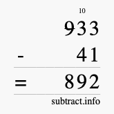 Calculate 933 minus 41 using long subtraction