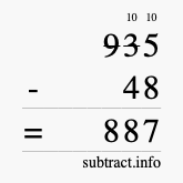 Calculate 935 minus 48 using long subtraction
