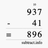 Calculate 937 minus 41 using long subtraction