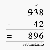 Calculate 938 minus 42 using long subtraction