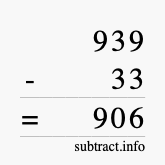 Calculate 939 minus 33 using long subtraction