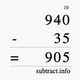 Calculate 940 minus 35 using long subtraction