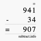 Calculate 941 minus 34 using long subtraction