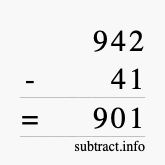 Calculate 942 minus 41 using long subtraction