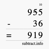 Calculate 955 minus 36 using long subtraction