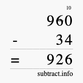 Calculate 960 minus 34 using long subtraction